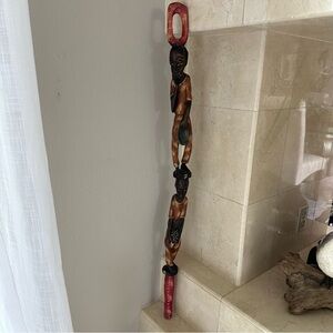 Hand Carved Walking Stick from Haiti 44” tall